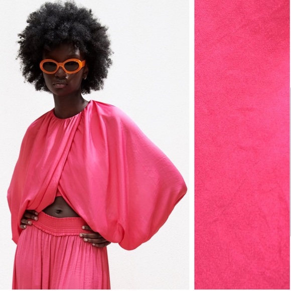 Zara Balloon Sleeve Crop Top - Picture 2 of 6